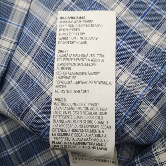 NWT Kirkland Signature Non-Iron Men's Size XXL Blue & White Plaid Stretch Shirt - Picture 9 of 9